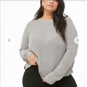 plus size ribbed round neck sweater